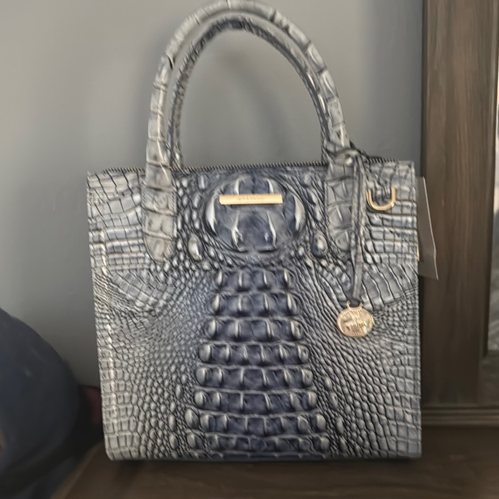 Brahmin small Caroline bell bottom  Blue Melbourne Ombré Crocodile-Embossed bag